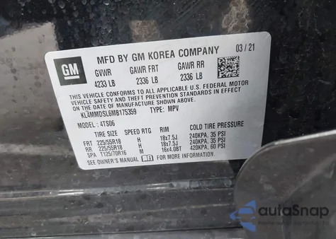 2021 Buick Encore Gx Fwd Select from USA, damaged, VIN KL4MMDSL6MB175359